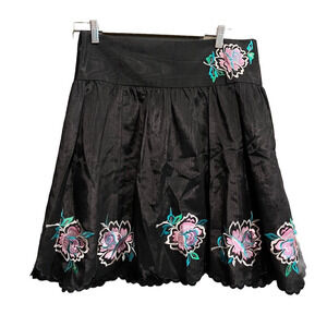 Nanette Lepore Black w/ Floral Embroidery Women's‎ Ball Skirt Size 10